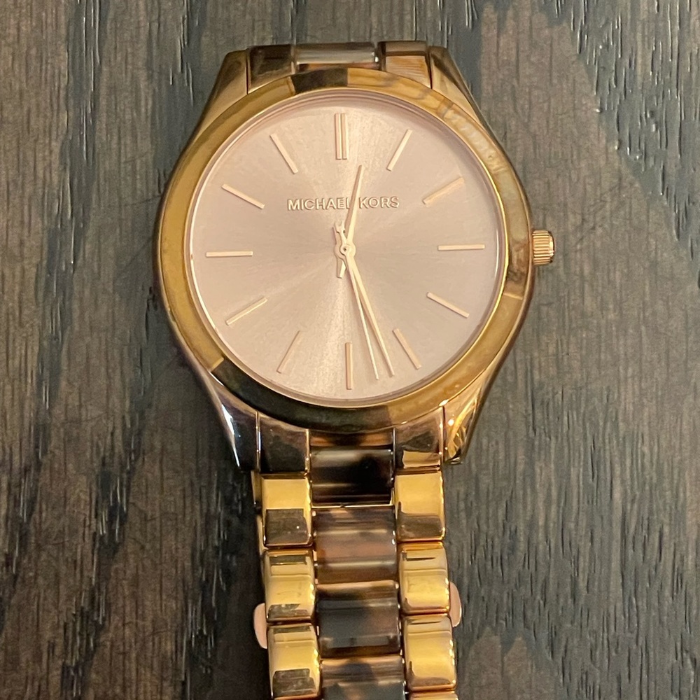 Women's Michael Kors Slim Runway Tortoise Acetate Watch Mk4301